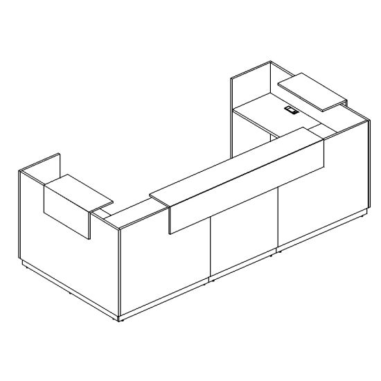 Стойка ресепшен П-образная белый премиум / белый премиум / дуб шамони