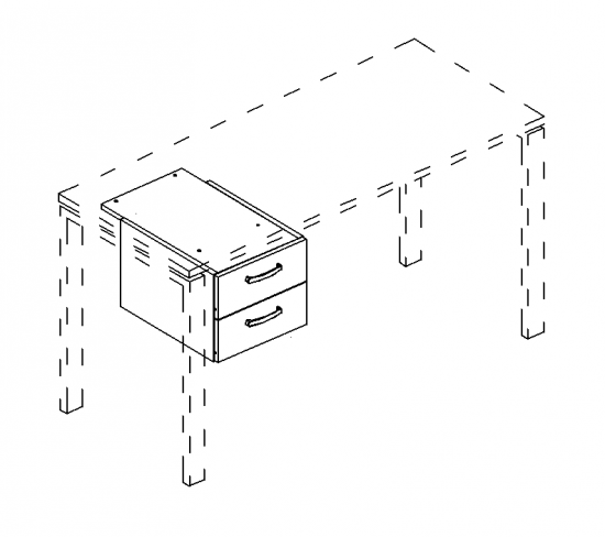 Тумба подвесная 2-ящичная (для стола 80) белый премиум
